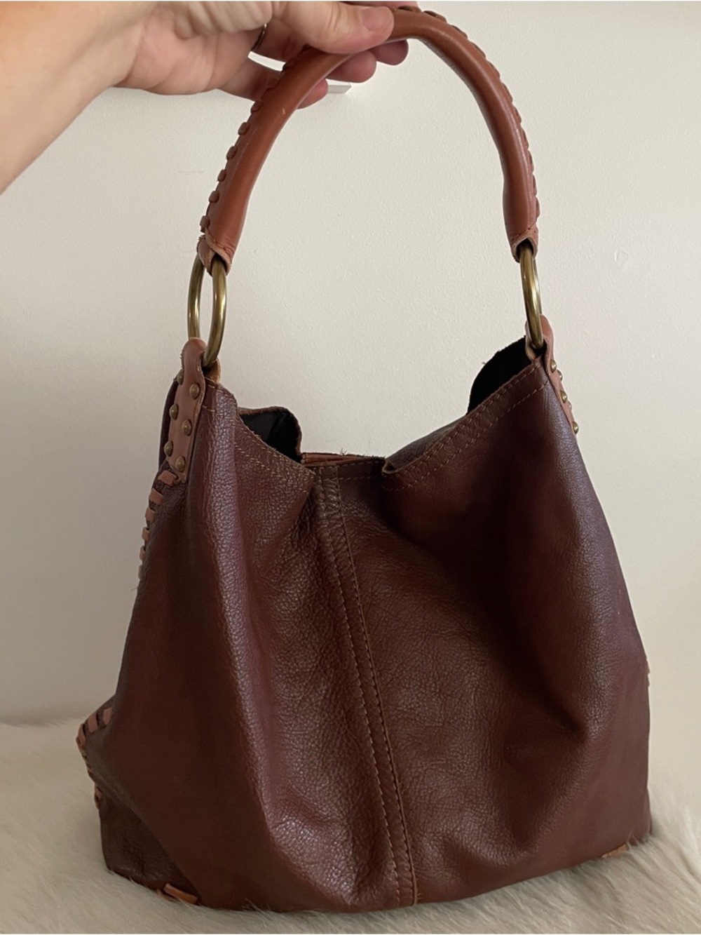Lucky Brand Brown Leather Hobo Bag - Classic Women’s Shoulder Bag - Picture 3 of 10
